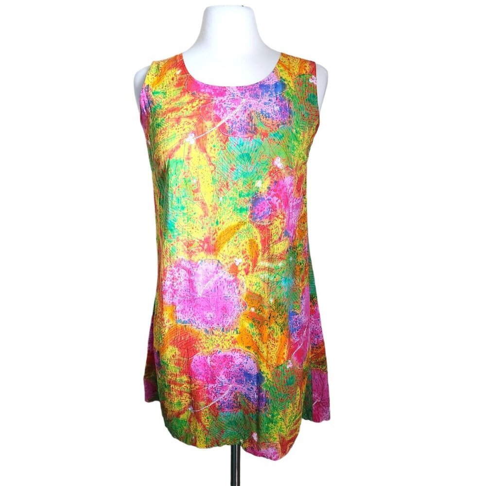 Jams World Vintage Sleeveless Dress Strokes Pattern Floral Size Small